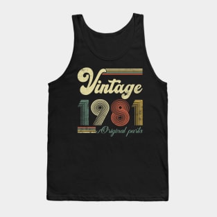 Vintage 1981 43rd Birthday Gift Men Women 43 Years Old Tank Top